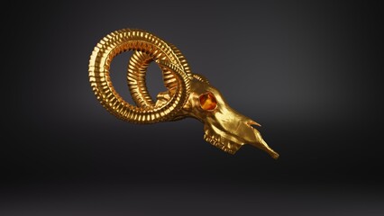 Ram skull 3d illustration. Modern illustration. 3d render, concept art