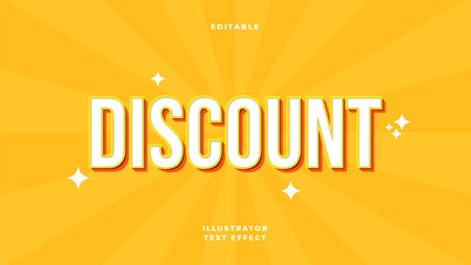 Editable 3D White Discount Text Effect Style. Vector Illustration Template.