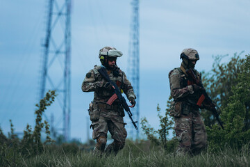 Ukrainain military patrol checking the territory