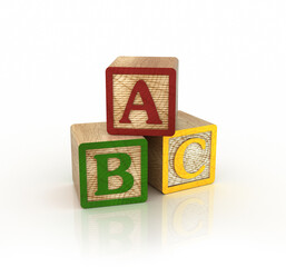 ABC alphabet blocks toy colorful child white background