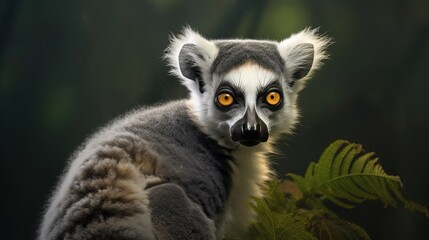 Obraz premium Close view of ring tailed lemur. Created with Generative Ai technology.