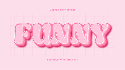 3D Pink funny and happy, cute editable text effect free vector. Isolated pink background. Vector illustration. Text effect theme for Valentine's day, mother day.