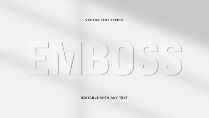 Editable 3D White Cutout Emboss Text Effect Style. Vector Illustration Template.