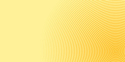 Geometric concentric ripple circle background. Diagonal yellow gradient. Abstract Linear summer background