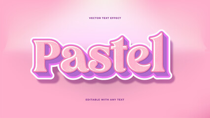 Editable 3D Pink Color Pastel Text Effect Style. Vector Illustration Template.