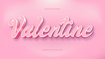 3D Pink Valentine and happy, cute editable text effect free vector. Isolated pink background. Vector illustration. Text effect theme for Valentine's day, mother day.