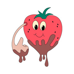 Strawberry with chocolate. Fruit sketch vector illustration
