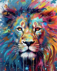 Leo the Lion, fashion, abstract, glitchwave, digital painting, creative, stylistic, 32k, UHD, linear art, precise detail, intricate detail, sharp detail, surrealism, dadaism, concept art. Generative A