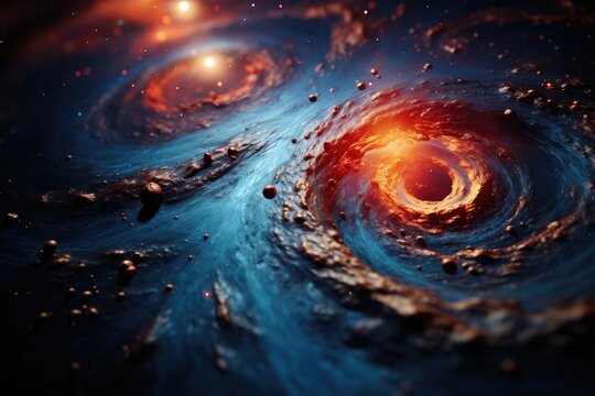 The Whirlpool Galaxy's distant swirls through a high-powered telescope. Generative AI