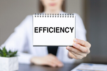 Modern business buzzword - efficiency. Business concept. Close up.