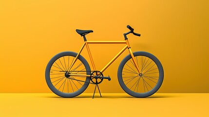 Fototapeta premium a yellow bike with a black seat on a yellow background. generative ai