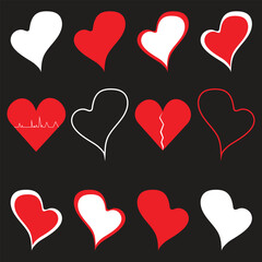 Collection of hearts (vector illustration)