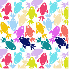 Bright colorful fish vector pattern