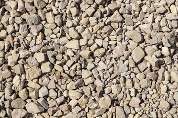 Crushed stone. Small crushed rock, construction material rock, gravel texture