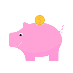 piggy bank with coins vector illustration