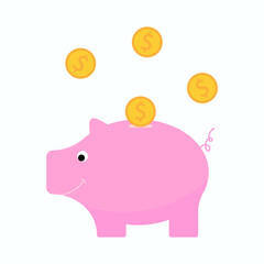 piggy bank with coins vector illustration