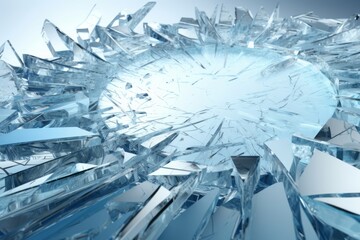 An Image of a Broken Ice Plate, Showcasing Light BluAn Image of a Broken Ice Plate, Showcasing Light Blue and Light Sky-Blue Hues with Fractalpunk, Realistic Hyper-Detail and Sharp Attention to Detail