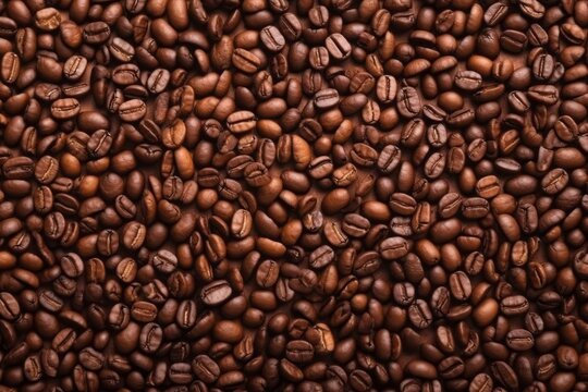 Coffee Bean Texture Background, Showcasing Light Brown and Brown Tones with Realistic Light and Captivating Reflections © Ben