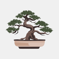 bonsai tree vector flat minimalistic isolated illustration