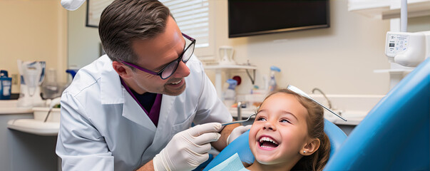 Woman having teeth examined at professional dentists.
