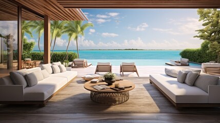 Obraz premium Villa in a prime oceanfront location in Miami, offering stunning views of the Atlantic Ocean and access to beaches