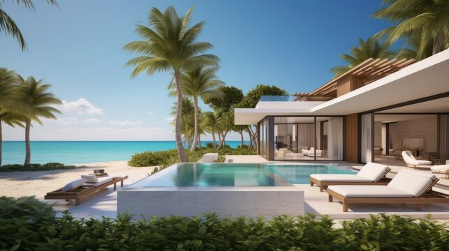 Villa in a prime oceanfront location in Miami, offering stunning views of the Atlantic Ocean and access to beaches