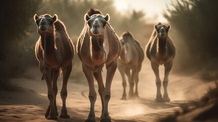 Captivating Camel Adventure: A Delightful Journey through Desert Dunes with Fascinating Wildlife!, generative AI