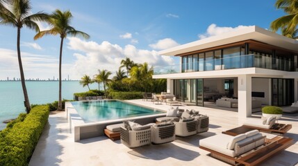 Villa in a prime oceanfront location in Miami, offering stunning views of the Atlantic Ocean and access to beaches