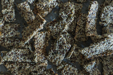 Delicious Homemade Protein Bars a Nutritious Mix of Crispy Seeds and Granola
