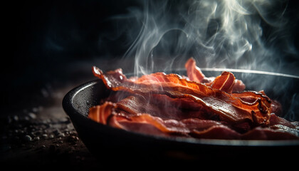 Smoked pork, grilled bacon, a gourmet meal generated by AI