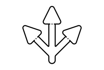 Three arrows direction arrow line icon black website symbol minimalist outline sign