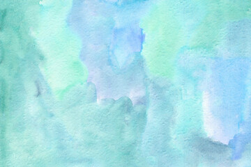 Gradient light green-blue hand-drawn watercolor background