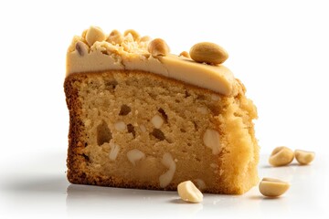 Peanut Cake Isolated, Nuts Bakery, Organic Peanuts Dessert Abstract Generative AI Illustration