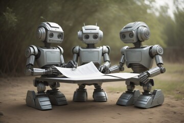 Technological Robots doing Taxes and Working Created with AI Technology