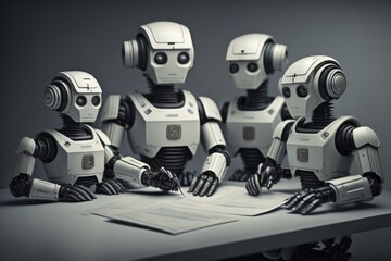 Technological Robots doing Taxes and Working Created with AI Technology
