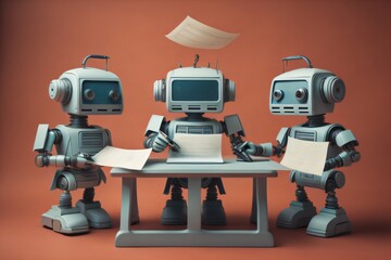 Technological Robots doing Taxes and Working Created with AI Technology