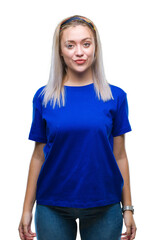 Fototapeta premium Young blonde woman over isolated background with a happy and cool smile on face. Lucky person.