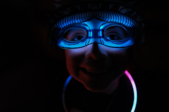 Girl in Glowstick Mask