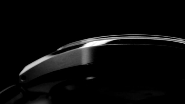 Close up macro watch bracelet clasp. Bezel. part of the clock