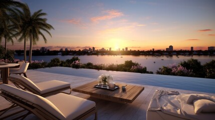 Designated sunset viewing deck on the upper levels of your villa, providing a perfect spot to witness the breathtaking Miami sunset