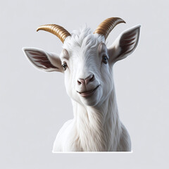 Fototapeta premium Mountain Goat Art Clipart and Cute Sticker Bundle for Commercial Use, farm animals goat horns head painting png