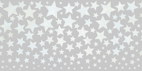 Seamless vector pattern with white stars and grey background. Watercolor illustration. Template for design. Vintage. Retro. Wrapping paper.
