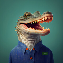 Obraz premium Aligator crocodile wearing clothes like a Boss Art
