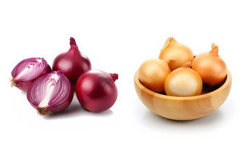 bowl of onions isolated on white