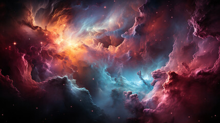 AI generated foto of a space Nebula - obrazy, fototapety, plakaty