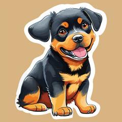 Cute Baby German Shepherd Dog Sticker Art Illustration Vector Design