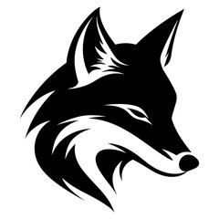 Fox wolf head face black silhouette logo svg vector