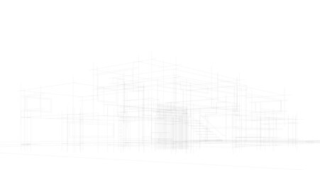 Modern house sketch 3d illustration