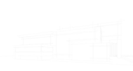 Modern house sketch 3d illustration