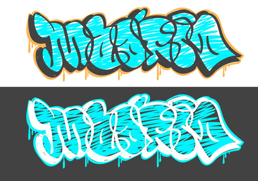 Madrid City Spain Graffiti Aesthetic Throw Up Piece Spray Paint Style, Urban Art, Street Art, Vector Graphics.